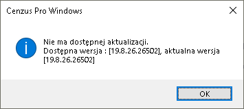 Dostepnosc nowszej wersji_okno_info_nie_ma_nowszej_wersji